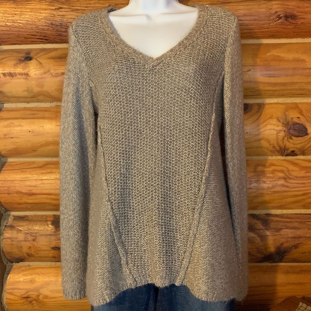 Calvin Klein Beige V-neck Cable Knit Chunky Sweater Medium